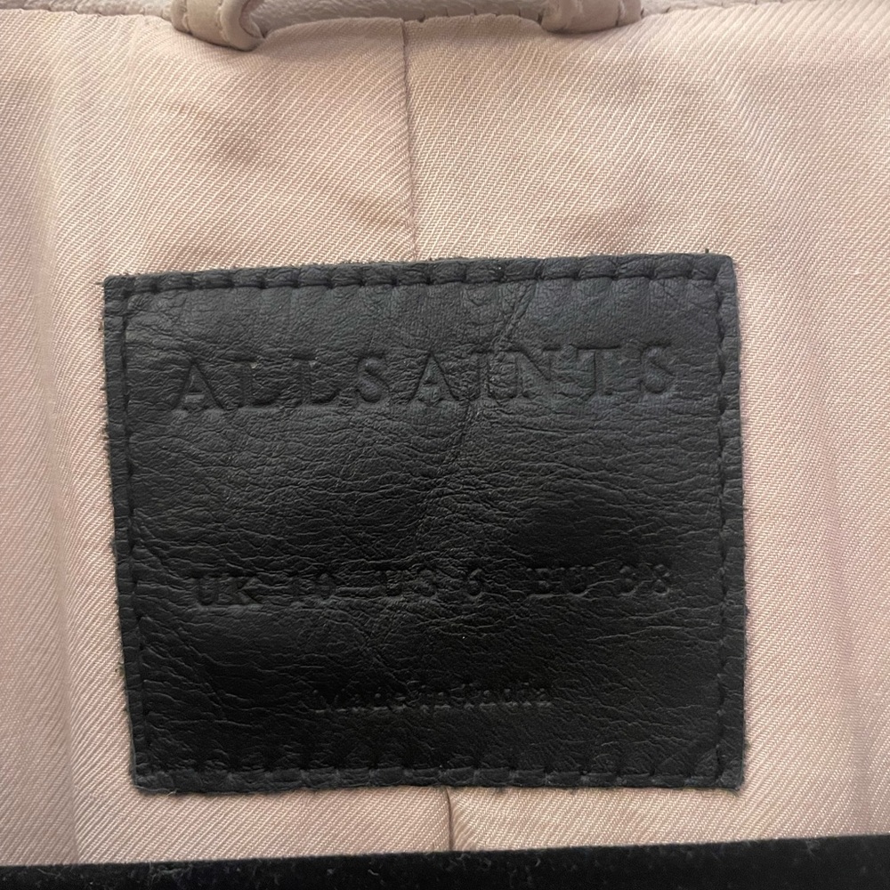 All Saints Blush Pink Genuine Leather Jacket - Picture 5 of 6